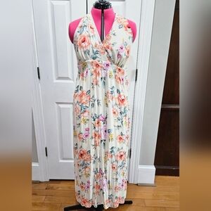 Forever 21 Floral Maxi Dress - Cream and Pink